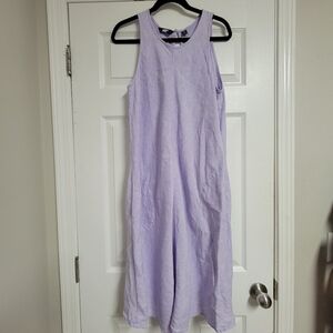 Lands End 100% Linen Shirt Dress In Lilac Size M/T.